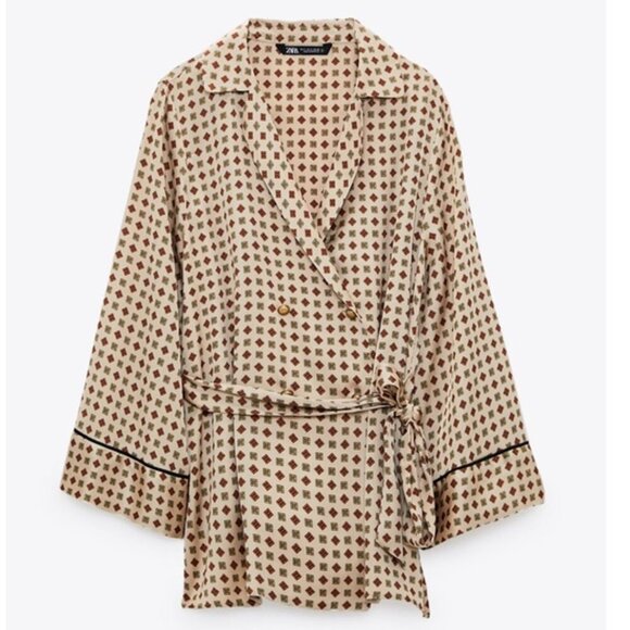 ZARA Printed Pajama Blouse Size XS NEW WITH TAG! - Picture 7 of 8